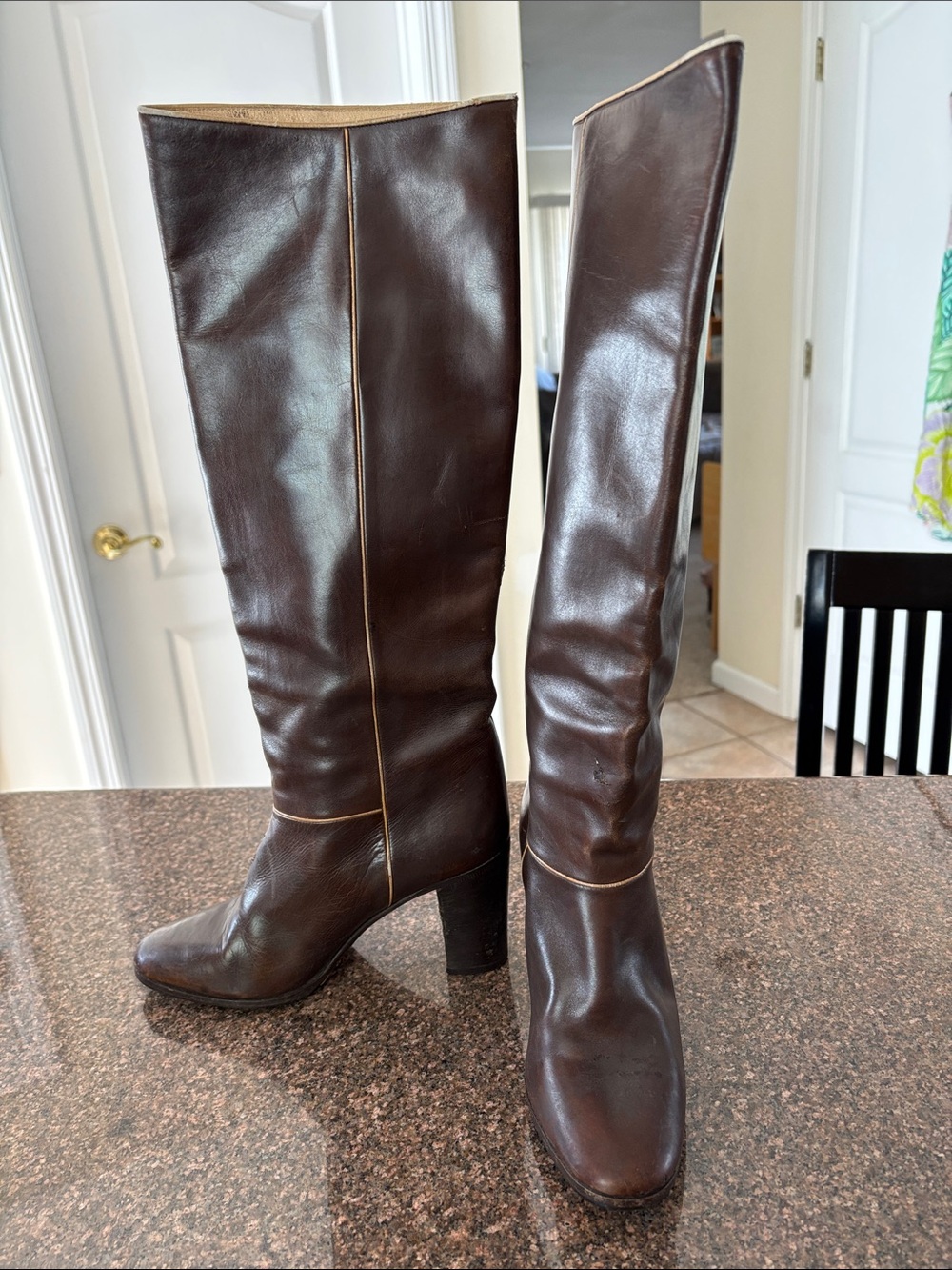 Gucci Ladies dark brown 70’s Horsebit Stacked Heel Boots-7-VINTAGE